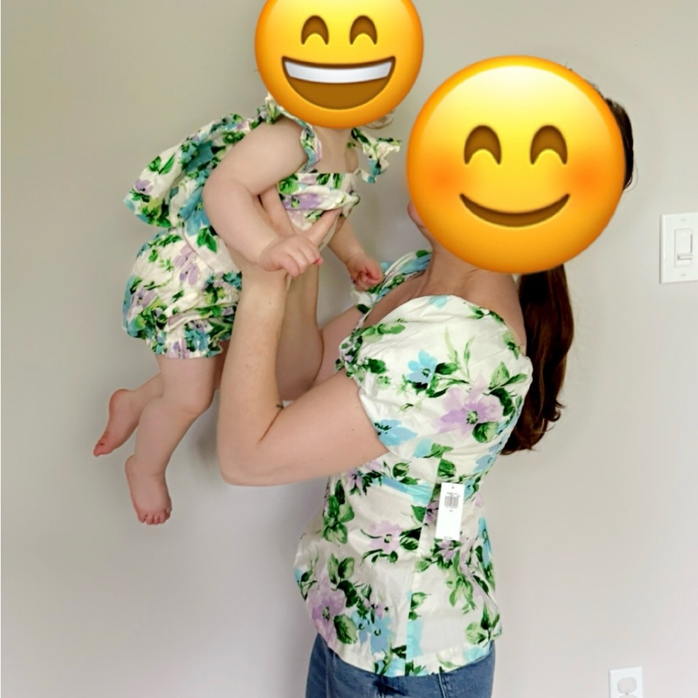 Mommy & Me Matching / XS Puff Sleeve Blouse + 12-18 Month Dress with Bloomers
